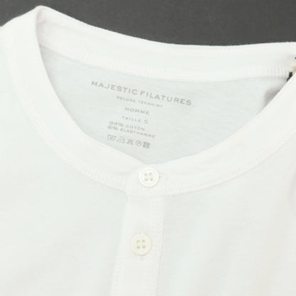 【新品アウトレット】マジェスティック フィラチュール オム MAJESTIC FILATURES HOMME ストレッチコットン ヘンリ―ネック 長袖Ｔシャツ ホワイト【 S 】【 状態ランクN- 】【 メンズ 】