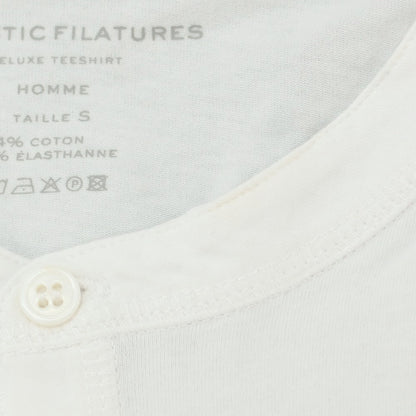 【新品アウトレット】マジェスティック フィラチュール オム MAJESTIC FILATURES HOMME ストレッチコットン ヘンリ―ネック 長袖Ｔシャツ ホワイト【 S 】【 状態ランクN- 】【 メンズ 】