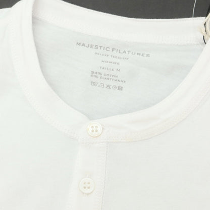 【新品アウトレット】マジェスティック フィラチュール オム MAJESTIC FILATURES HOMME ストレッチコットン ヘンリ―ネック 長袖Ｔシャツ ホワイト【 M 】【 状態ランクN- 】【 メンズ 】