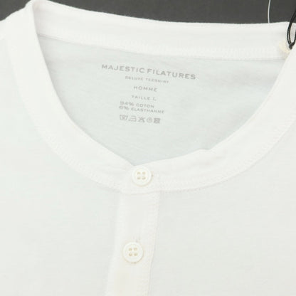 【新品】マジェスティック フィラチュール オム MAJESTIC FILATURES HOMME ストレッチコットン ヘンリ―ネック 長袖Ｔシャツ ホワイト【 L 】【 状態ランクN 】【 メンズ 】