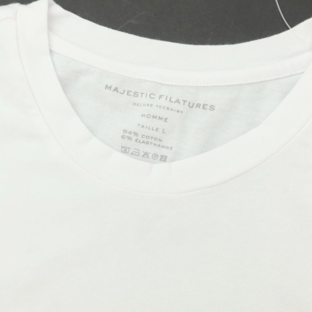 【新品】マジェスティック フィラチュール オム MAJESTIC FILATURES HOMME ストレッチコットン クル―ネック 長袖Ｔシャツ ホワイト【 L 】【 状態ランクN 】【 メンズ 】