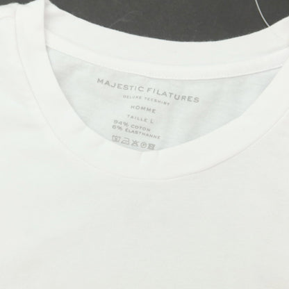 【新品】マジェスティック フィラチュール オム MAJESTIC FILATURES HOMME ストレッチコットン クル―ネック 長袖Ｔシャツ ホワイト【 L 】【 状態ランクN 】【 メンズ 】