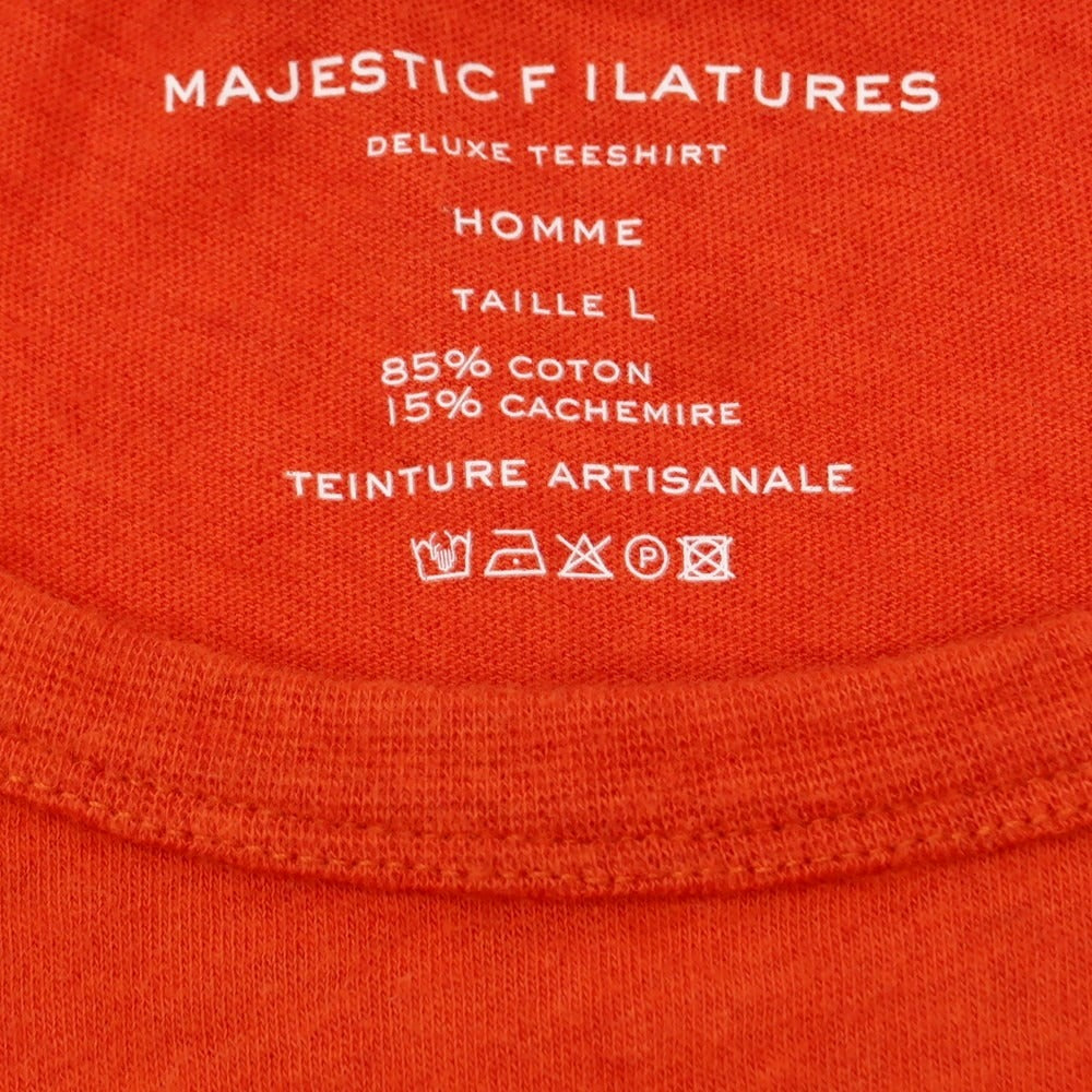 【新品】マジェスティック フィラチュール オム MAJESTIC FILATURES HOMME コットンカシミヤ クルーネック 長袖Ｔシャツ オレンジ【 L 】【 状態ランクN 】【 メンズ 】