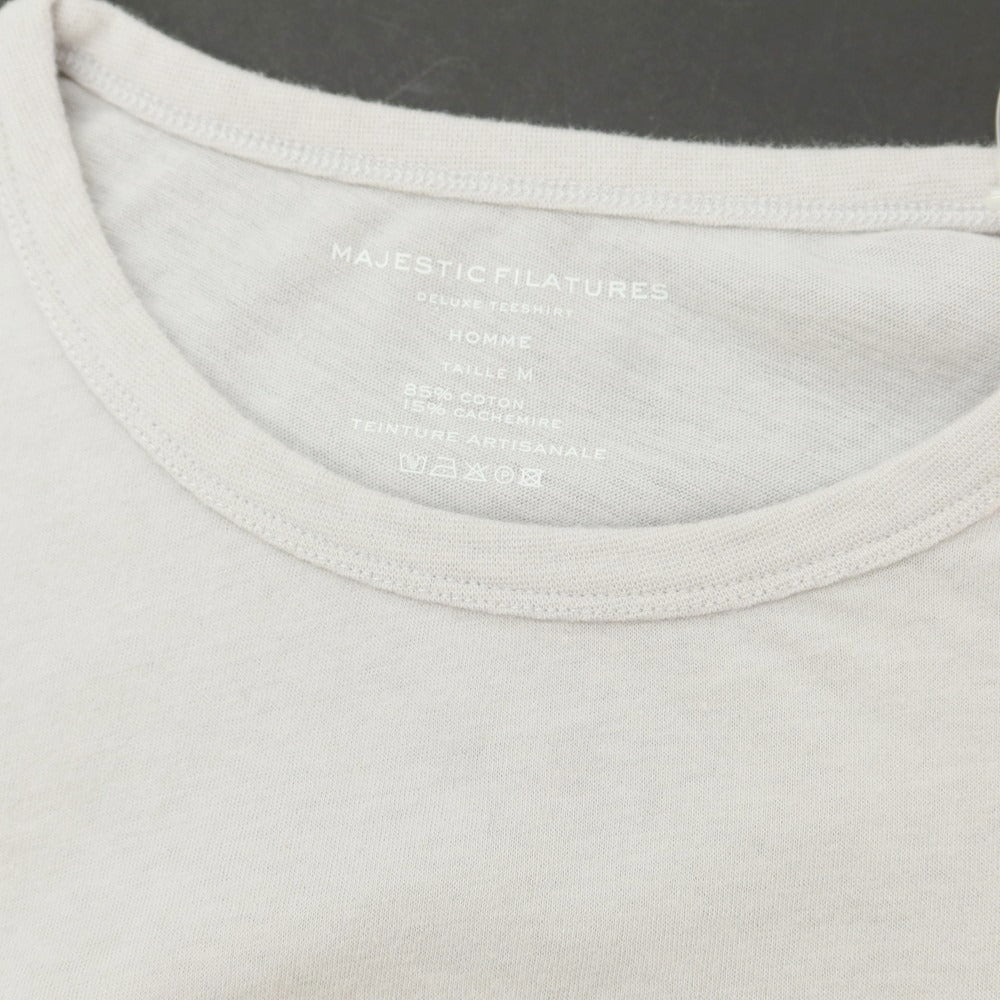 【新品】マジェスティック フィラチュール オム MAJESTIC FILATURES HOMME コットンカシミヤ クルーネック 長袖Ｔシャツ ライトグレー【 M 】【 状態ランクN 】【 メンズ 】