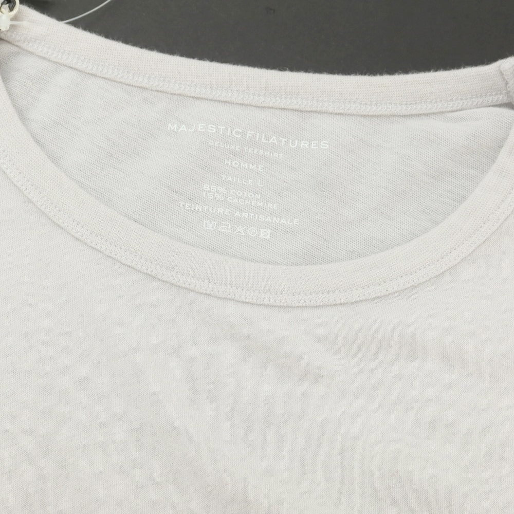 【新品】マジェスティック フィラチュール オム MAJESTIC FILATURES HOMME コットンカシミヤ クルーネック 長袖Ｔシャツ ライトグレー【 L 】【 状態ランクN 】【 メンズ 】