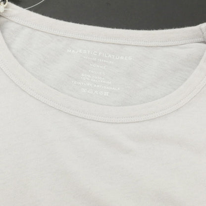 【新品】マジェスティック フィラチュール オム MAJESTIC FILATURES HOMME コットンカシミヤ クルーネック 長袖Ｔシャツ ライトグレー【 L 】【 状態ランクN 】【 メンズ 】