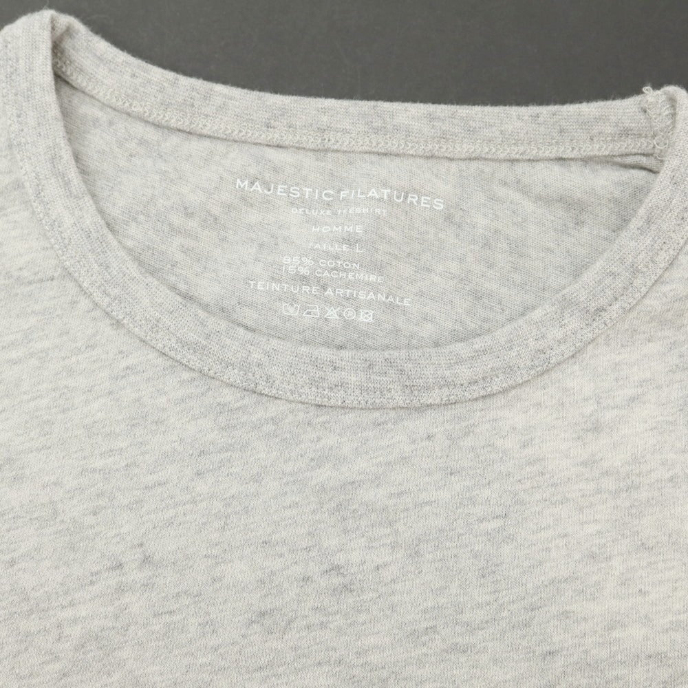 【新品】マジェスティック フィラチュール オム MAJESTIC FILATURES HOMME コットンカシミヤ クルーネック 長袖Ｔシャツ 杢グレー【 L 】【 状態ランクN 】【 メンズ 】