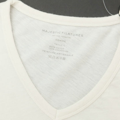 【新品アウトレット】マジェスティック フィラチュール オム MAJESTIC FILATURES HOMME コットンカシミヤ Vネック 長袖Ｔシャツ オフホワイト【 L 】【 状態ランクN- 】【 メンズ 】