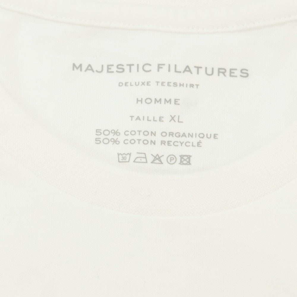 【新品アウトレット】マジェスティック フィラチュール オム MAJESTIC FILATURES HOMME コットン クルーネック 半袖Ｔシャツ ホワイト【サイズXL】【 状態ランクN- 】【 メンズ 】[EPD]