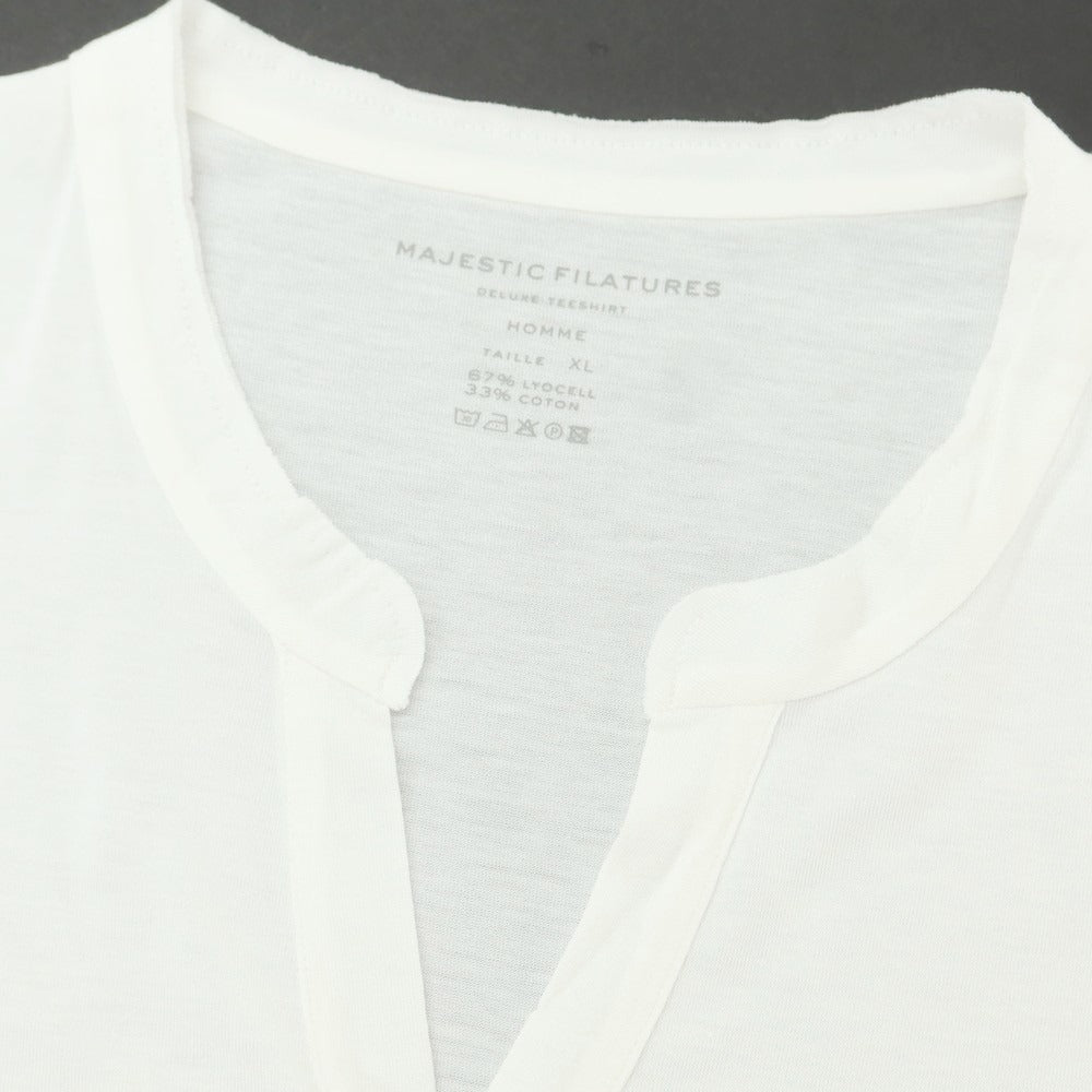 【新品】マジェスティック フィラチュール オム MAJESTIC FILATURES HOMME リヨセルコットン スキッパー 半袖Ｔシャツ ホワイト【サイズXL】【 状態ランクN 】【 メンズ 】[EPD]