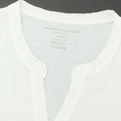 【新品】マジェスティック フィラチュール オム MAJESTIC FILATURES HOMME リヨセルコットン スキッパー 半袖Ｔシャツ ホワイト【 XL 】【 状態ランクN 】【 メンズ 】