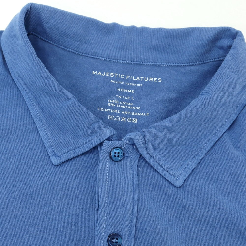 【新品】マジェスティック フィラチュール オム MAJESTIC FILATURES HOMME ストレッチコットン 半袖ポロシャツ ブルー【 L 】【 状態ランクN 】【 メンズ 】