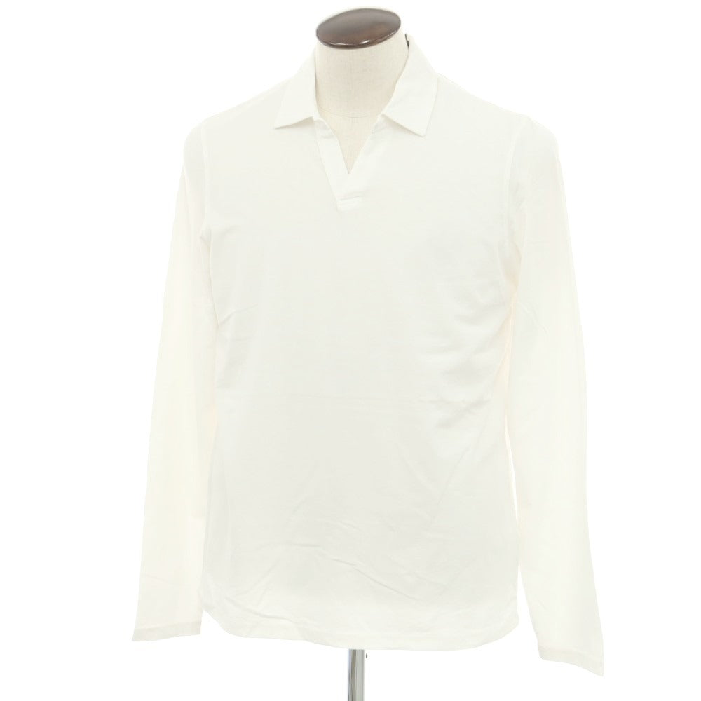 【中古】マジェスティック フィラチュール オム MAJESTIC FILATURES HOMME ストレッチコットン 長袖ポロシャツ ホワイト【 L 】【 状態ランクB 】【 メンズ 】