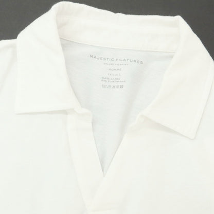 【新品】マジェスティック フィラチュール オム MAJESTIC FILATURES HOMME ストレッチコットン 長袖ポロシャツ ホワイト【 L 】【 状態ランクN 】【 メンズ 】