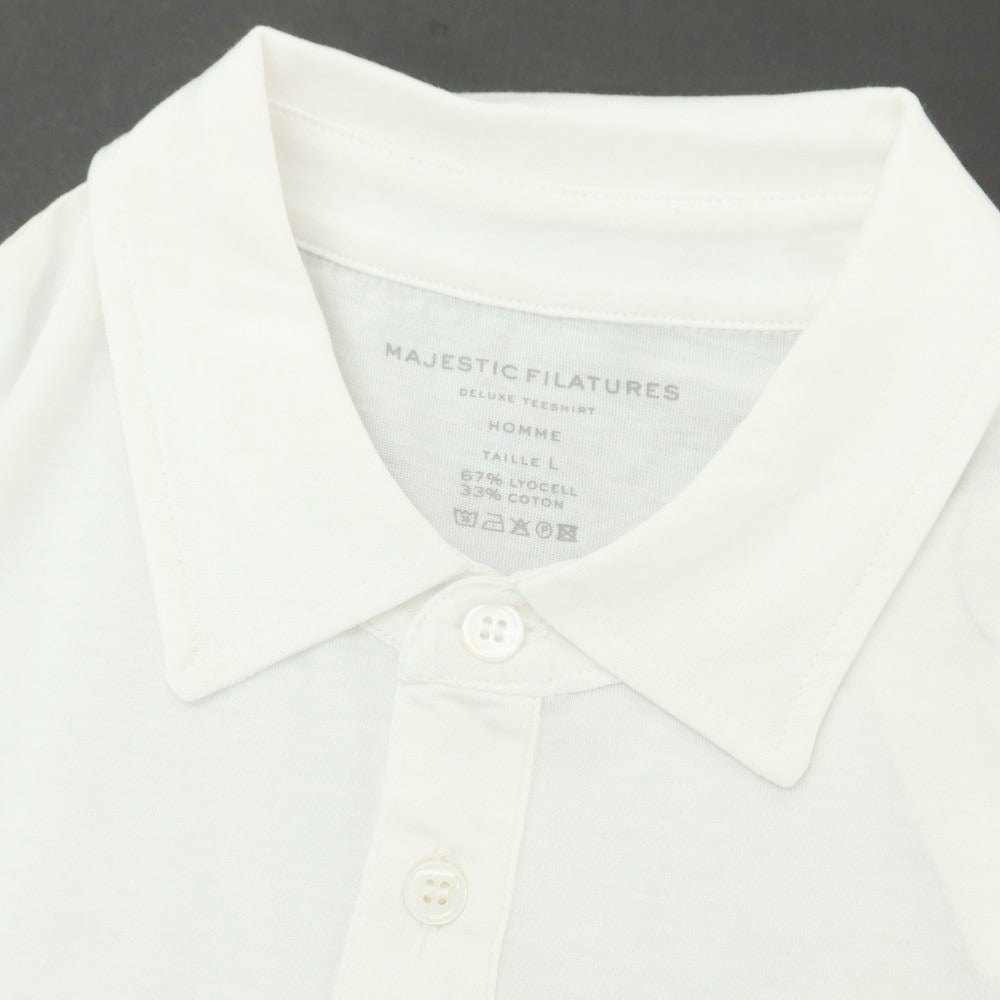 [New] MAJESTIC FILATURES HOMME Lyocell Cotton Short Sleeve Polo Shirt White [L] [Condition Rank N] [Men&