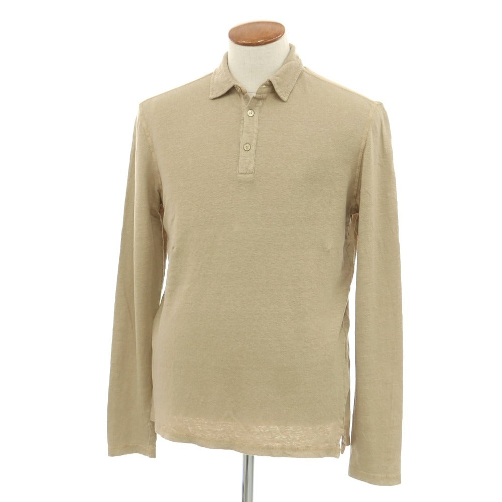 【新品アウトレット】マジェスティック フィラチュール オム MAJESTIC FILATURES HOMME ストレッチリネン 長袖ポロシャツ ベージュ【サイズM】【 状態ランクN- 】【 メンズ 】[EPD]