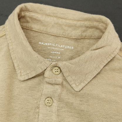 【新品アウトレット】マジェスティック フィラチュール オム MAJESTIC FILATURES HOMME ストレッチリネン 長袖ポロシャツ ベージュ【 M 】【 状態ランクN- 】【 メンズ 】