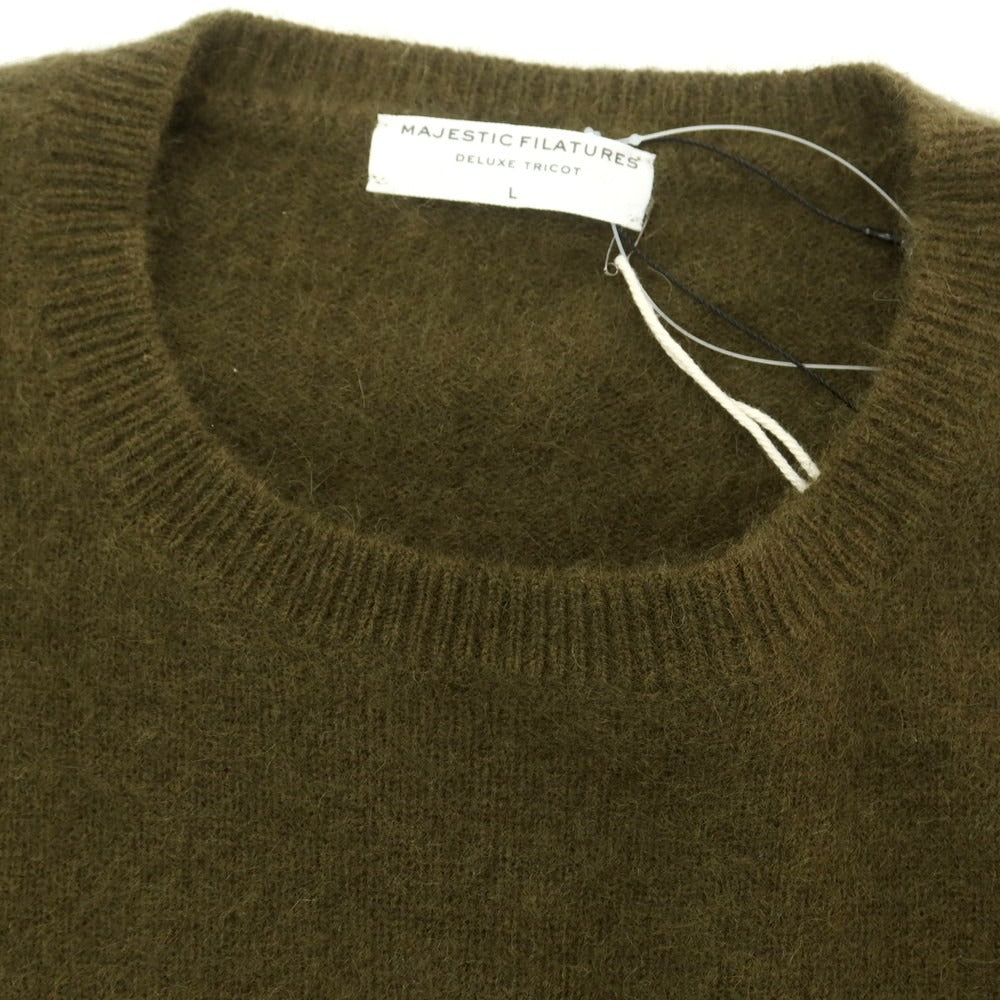 【新品】マジェスティック フィラチュール オム MAJESTIC FILATURES HOMME ラクーン プルオーバーニット カーキ【サイズL】【 状態ランクN 】【 メンズ 】[EPD]