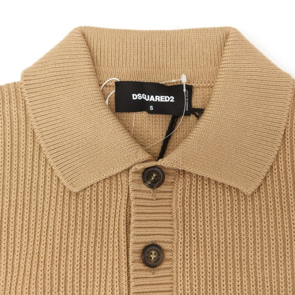 【新品】ディースクエアード DSQUARED2 ミドルゲージ コットン リブ ポロニット ベスト ベージュ【 S 】【 状態ランクN 】【 メンズ 】