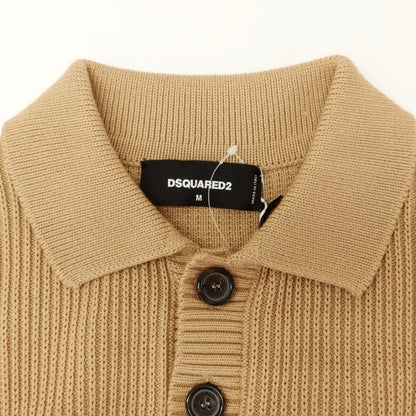 【新品】ディースクエアード DSQUARED2 ミドルゲージ コットン リブ ポロニット ベスト ベージュ【 M 】【 状態ランクN 】【 メンズ 】