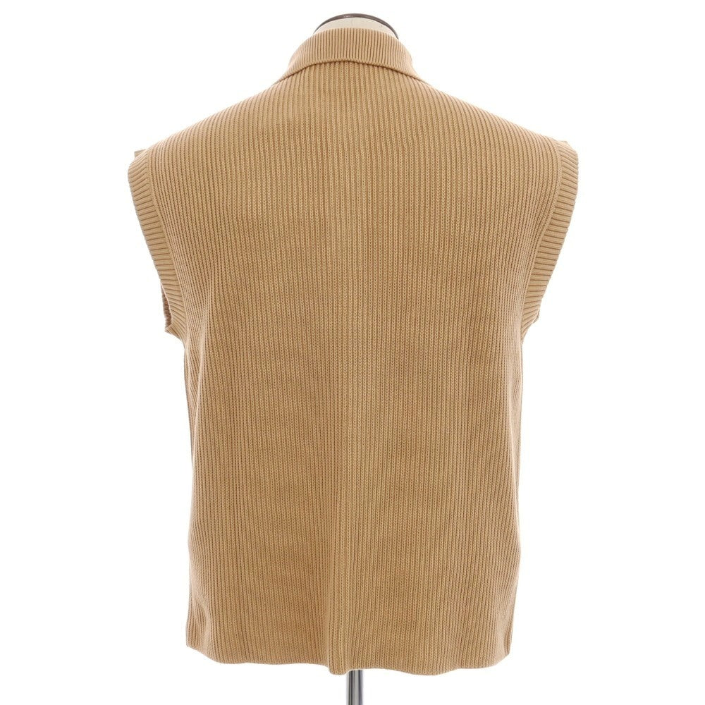 【新品】ディースクエアード DSQUARED2 ミドルゲージ コットン リブ ポロニット ベスト ベージュ【 XL 】【 状態ランクN 】【 メンズ 】