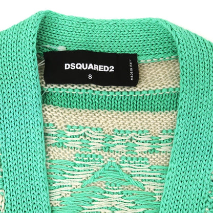 【新品】ディースクエアード DSQUARED2 ミドルゲージ コットンリネン ニットベスト ミントグリーン系xサンド【 S 】【 状態ランクN 】【 メンズ 】