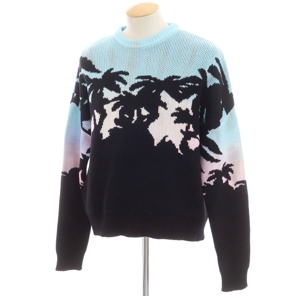 【新品】ディースクエアード DSQUARED2 ミドルゲージ コットン クルーネック プルオーバーニット ブラックxライトブルー【 XS 】【 状態ランクN 】【 メンズ 】