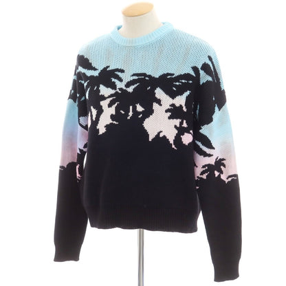 【新品】ディースクエアード DSQUARED2 ミドルゲージ コットン クルーネック プルオーバーニット ブラックxライトブルー【 XS 】【 状態ランクN 】【 メンズ 】