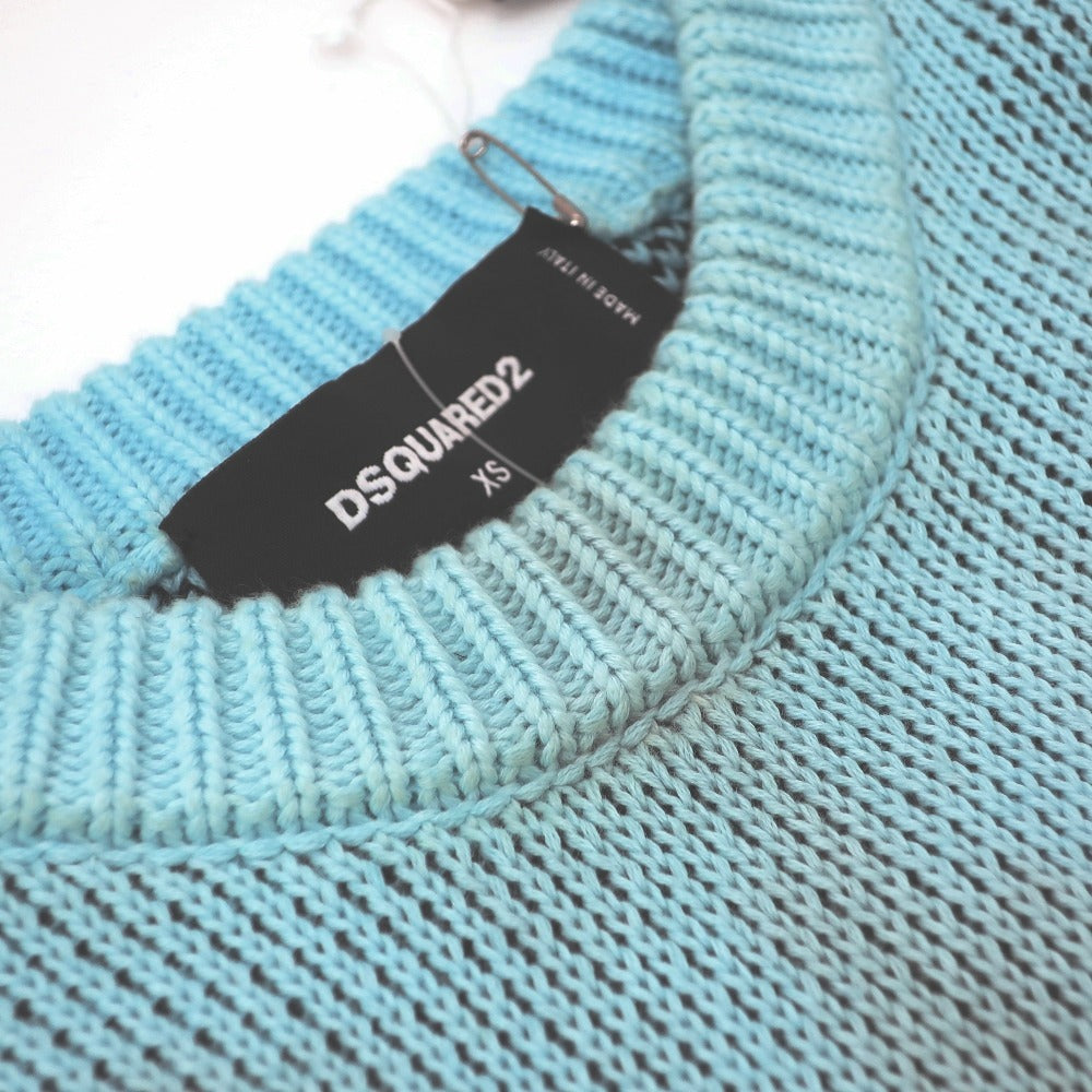 [New] DSQUARED2 Mid-gauge cotton crew neck pullover knit, black x light blue [XS] [Condition Rank N] [Men&
