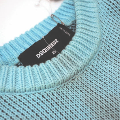 [New] DSQUARED2 Mid-gauge cotton crew neck pullover knit, black x light blue [XS] [Condition Rank N] [Men&