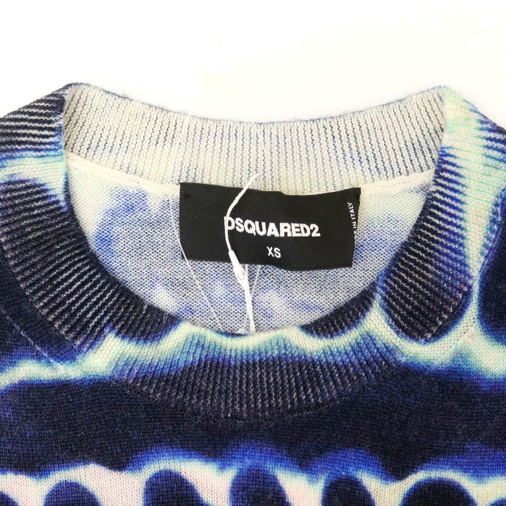 【新品アウトレット】ディースクエアード DSQUARED2 ハイゲージ ウール クルーネック プルオーバーニット ネイビー【サイズXS】【 状態ランクN- 】【 メンズ 】[EPD]