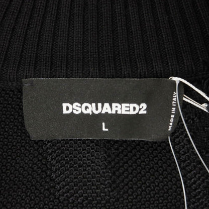 【新品】ディースクエアード DSQUARED2 ウールポリエステル ジャカードニット スタンドカラー ダブルジップ カーディガン ブラック【 L 】【 状態ランクN 】【 メンズ 】