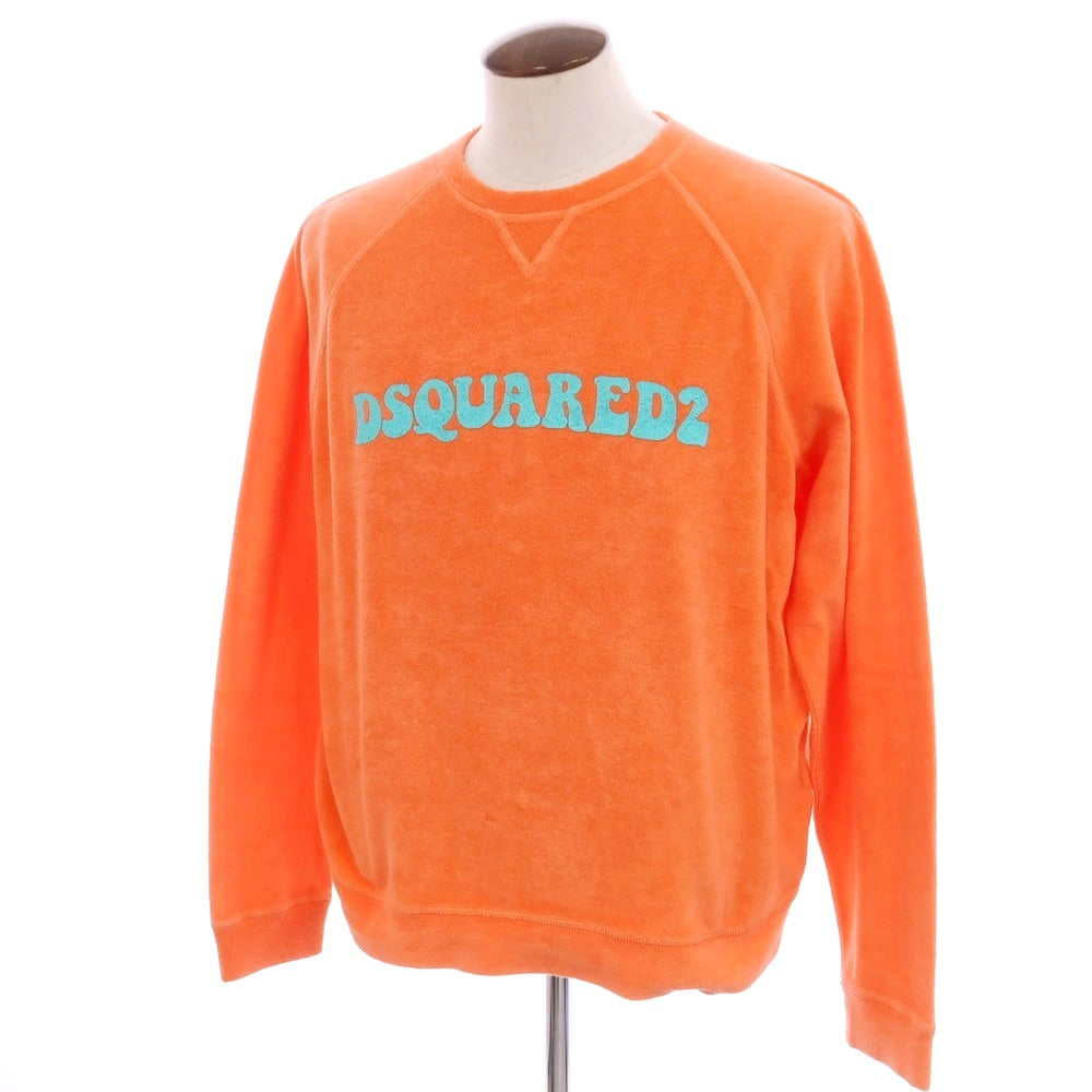 【新品】ディースクエアード DSQUARED2 コットン ナイロン パイル クルーネック スウェット アプリコットオレンジ【 サイズL 】【 状態ランクN 】【 メンズ 】 [EPD]