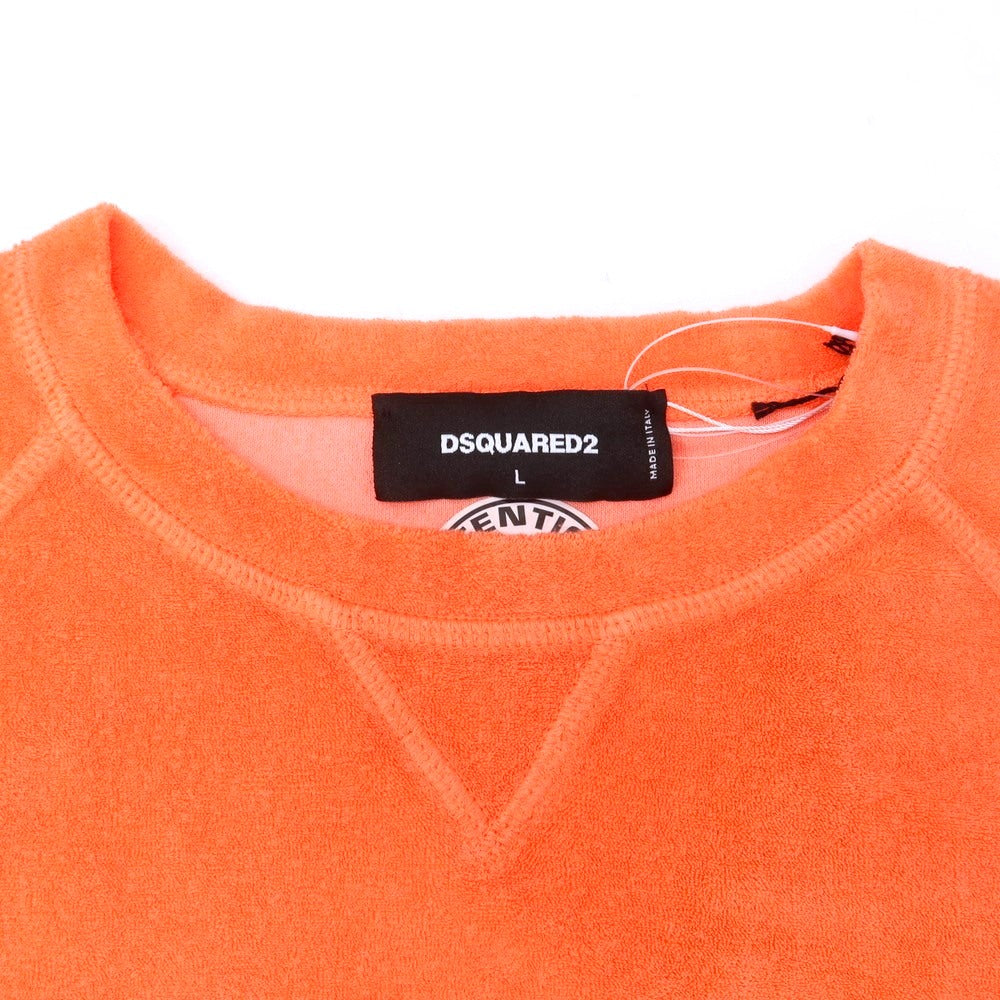 【新品】ディースクエアード DSQUARED2 コットン ナイロン パイル クルーネック スウェット アプリコットオレンジ【 サイズL 】【 状態ランクN 】【 メンズ 】 [EPD]