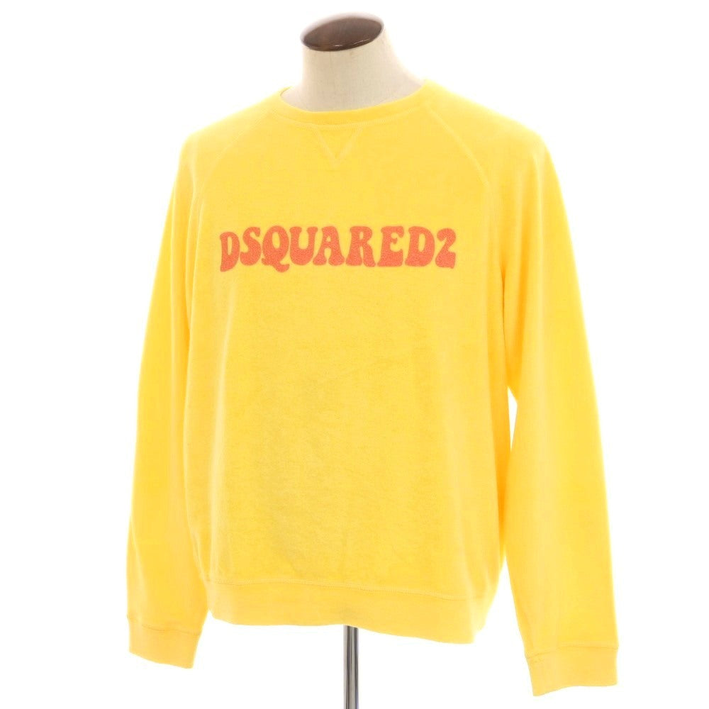 【新品】ディースクエアード DSQUARED2 コットンナイロン パイル クルーネック スウェット イエロー【 L 】【 状態ランクN 】【 メンズ 】 [EPD]