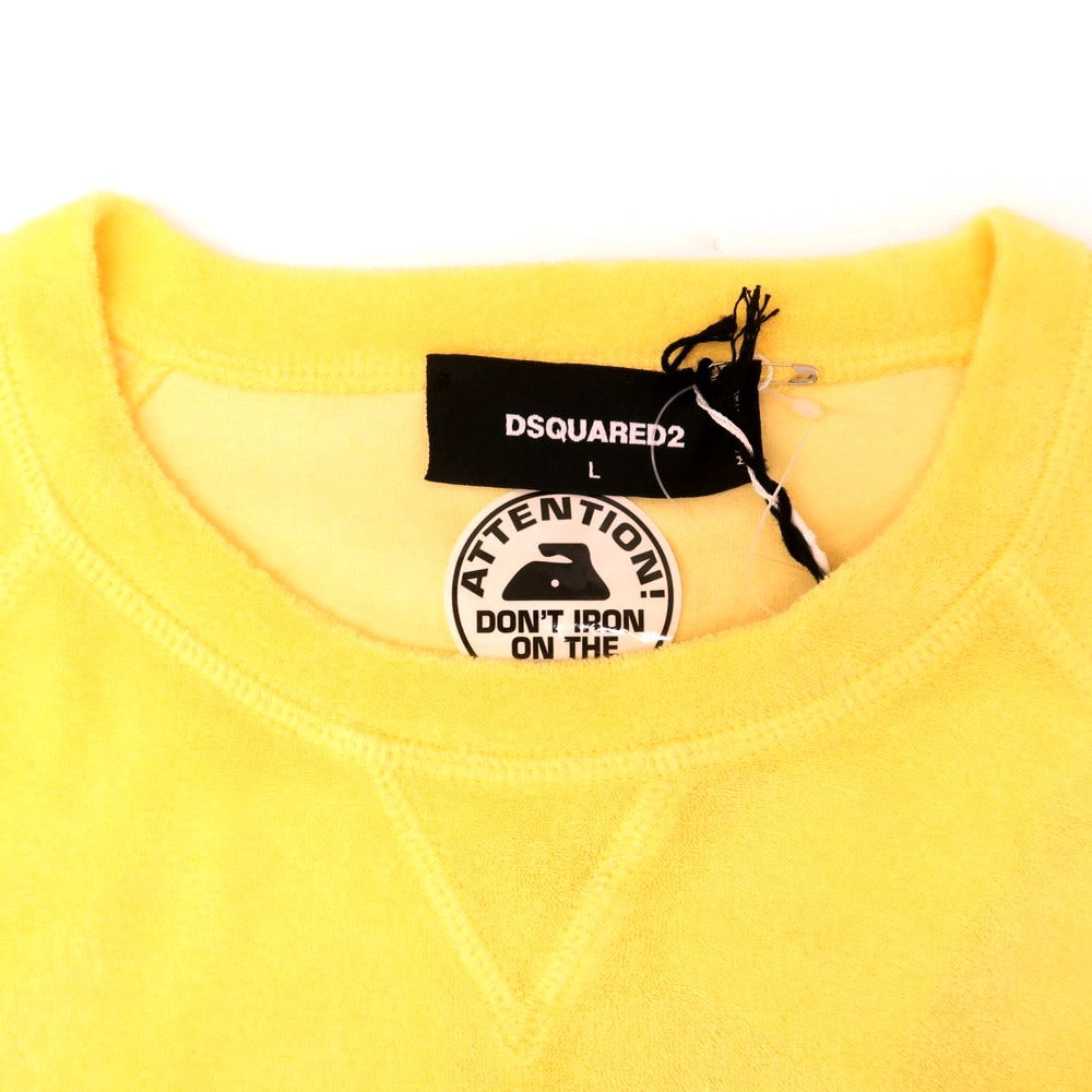 【新品】ディースクエアード DSQUARED2 コットンナイロン パイル クルーネック スウェット イエロー【 L 】【 状態ランクN 】【 メンズ 】 [EPD]