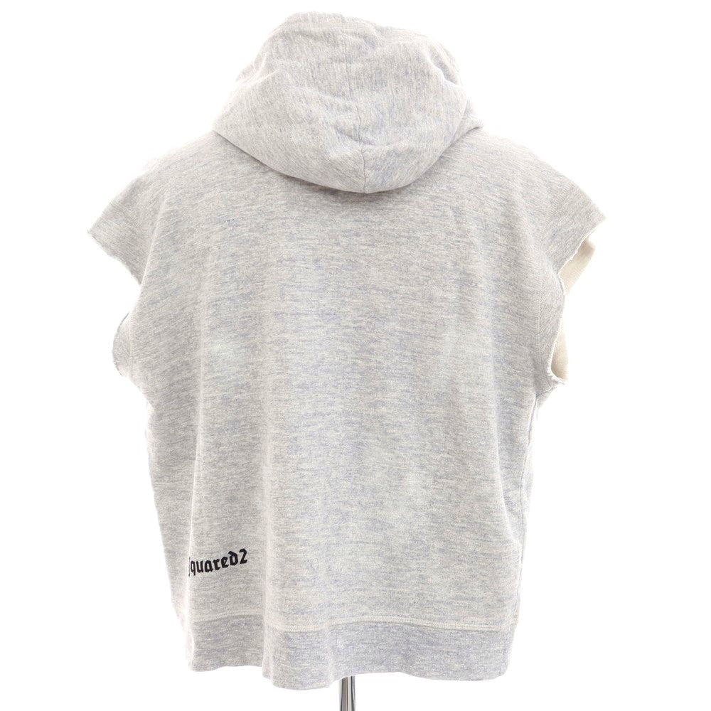 【新品】ディースクエアード DSQUARED2 コットンレーヨン スウェット ダメージ加工 スタッズ パーカー ネイビーxホワイト【 S 】【 状態ランクN 】【 メンズ 】
