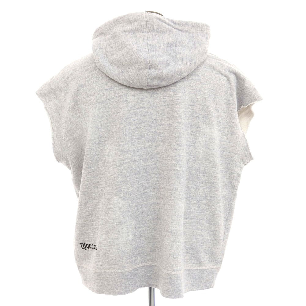 【新品】ディースクエアード DSQUARED2 コットンレーヨン スウェット ダメージ加工 スタッズ パーカー ネイビーxホワイト【 XL 】【 状態ランクN 】【 メンズ 】