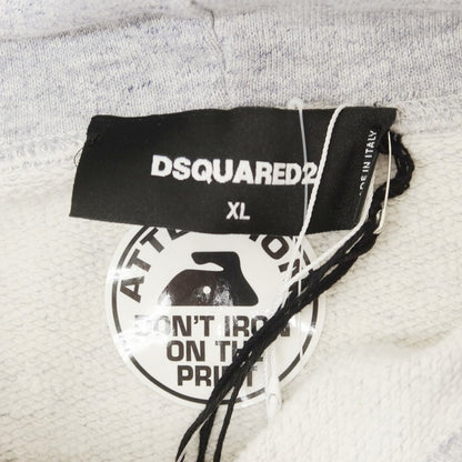 【新品】ディースクエアード DSQUARED2 コットンレーヨン スウェット ダメージ加工 スタッズ パーカー ネイビーxホワイト【 XL 】【 状態ランクN 】【 メンズ 】