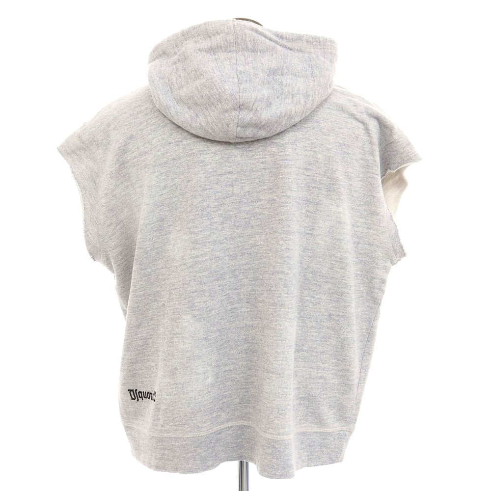 【新品】ディースクエアード DSQUARED2 コットンレーヨン スウェット ダメージ加工 スタッズ パーカー ネイビーxホワイト【 XL 】【 状態ランクN 】【 メンズ 】