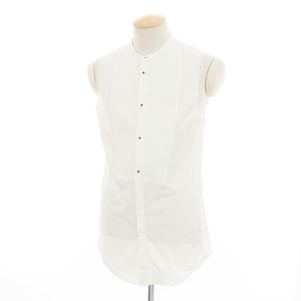 【新品】ディースクエアード DSQUARED2 コットン バンドカラー ノースリーブシャツ ホワイト【 サイズ46 】【 状態ランクN 】【 メンズ 】 [EPD]