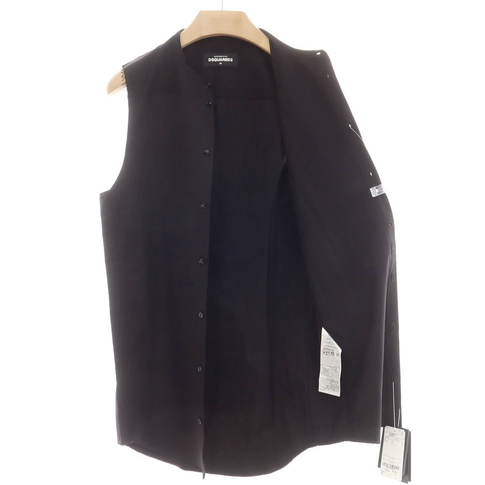 【中古】ディースクエアード DSQUARED2 コットン バンドカラー ノースリーブシャツ ブラック【 サイズ48 】【 状態ランクB 】【 メンズ 】 [EPD]