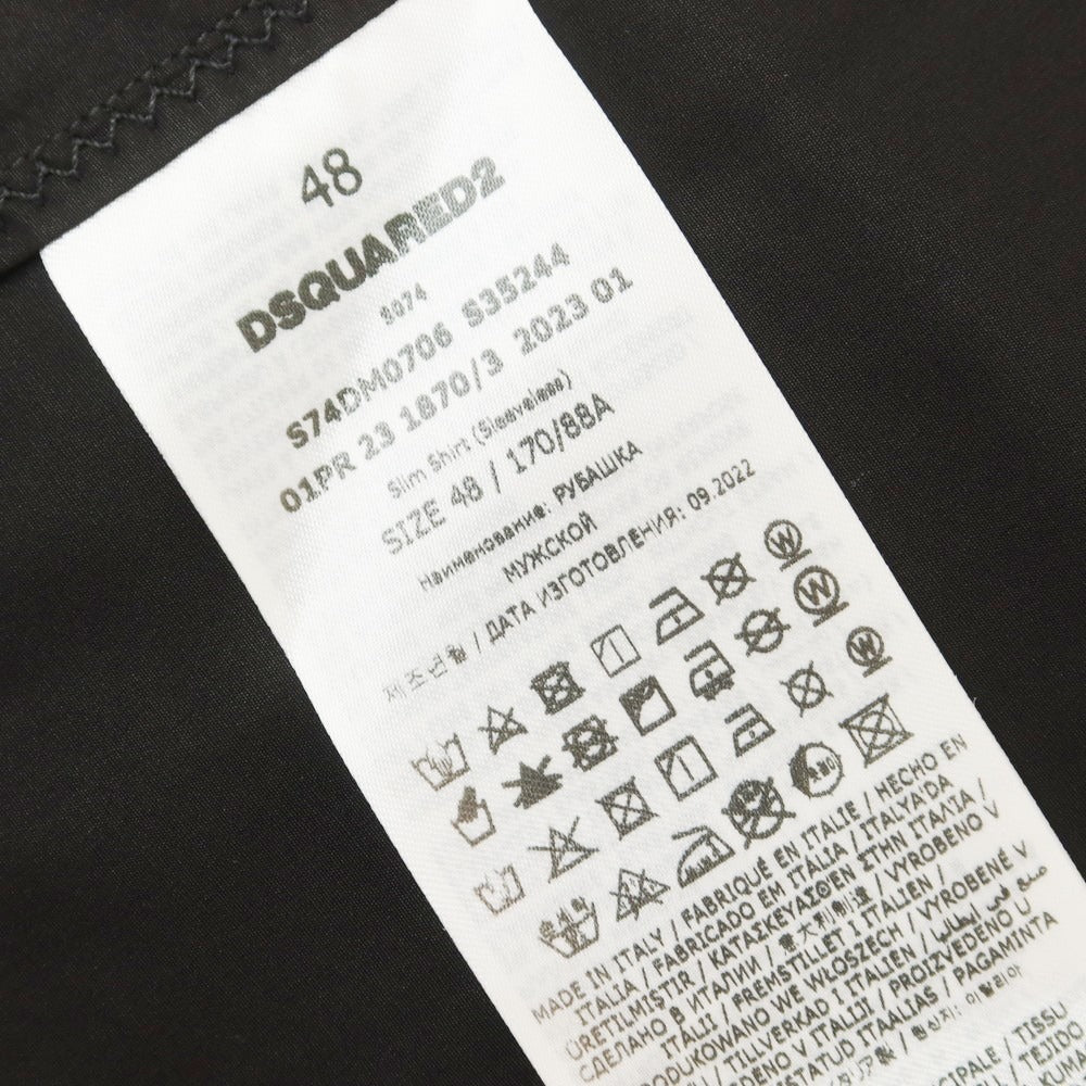 【中古】ディースクエアード DSQUARED2 コットン バンドカラー ノースリーブシャツ ブラック【 サイズ48 】【 状態ランクB 】【 メンズ 】 [EPD]