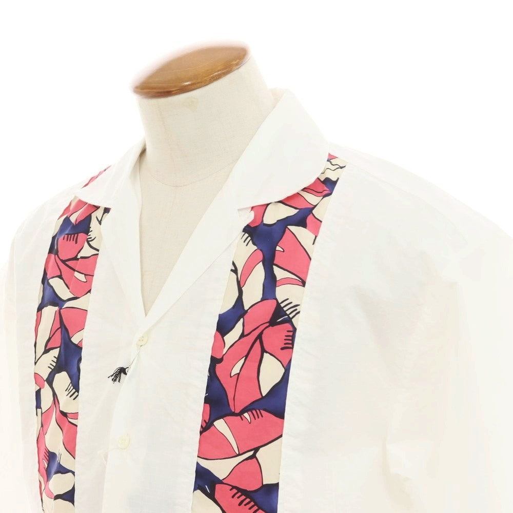 【新品】ディースクエアード DSQUARED2 コットン ナイロン オープンカラー 半袖シャツ ホワイトxピンク【 サイズ46 】【 状態ランクN 】【 メンズ 】 [EPD]