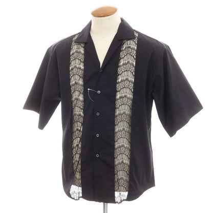 【新品】ディースクエアード DSQUARED2 ストレッチ コットン オープンカラー 半袖シャツ ブラック【 46 】【 状態ランクN 】【 メンズ 】