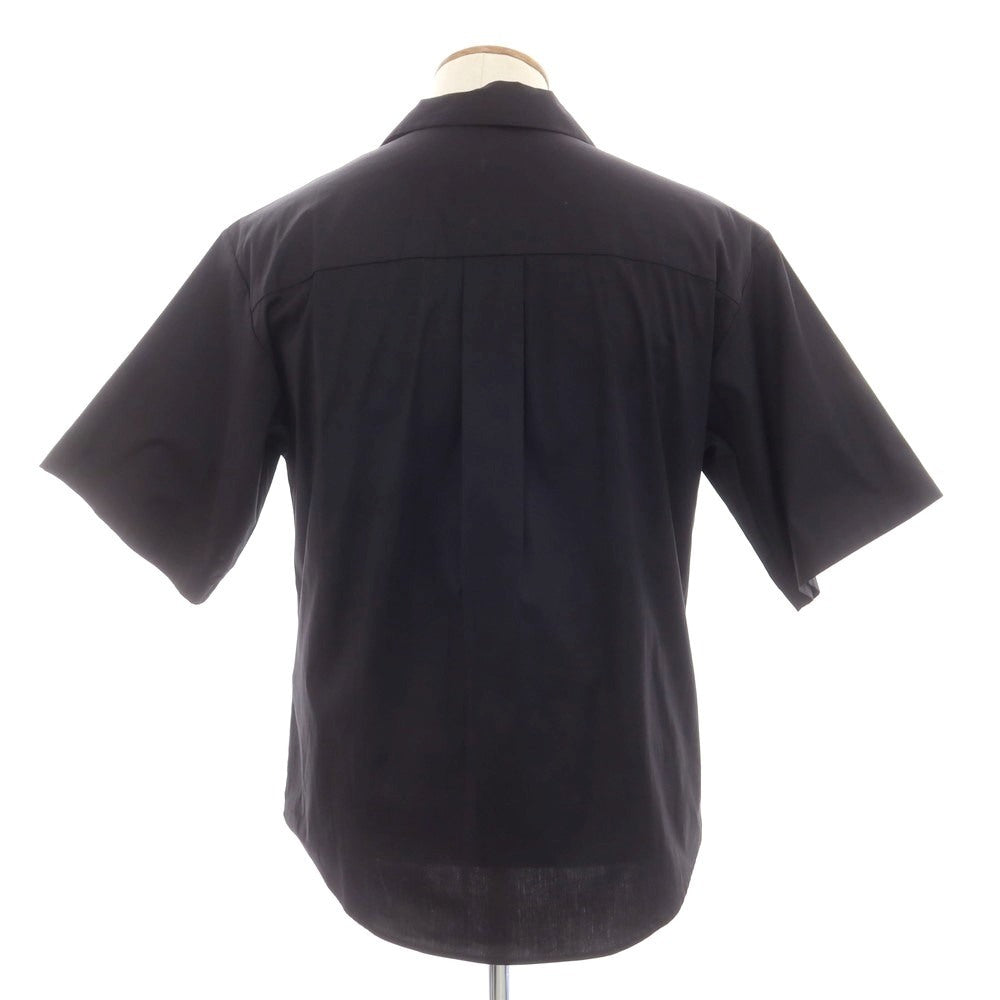 【新品】ディースクエアード DSQUARED2 ストレッチ コットン オープンカラー 半袖シャツ ブラック【 46 】【 状態ランクN 】【 メンズ 】