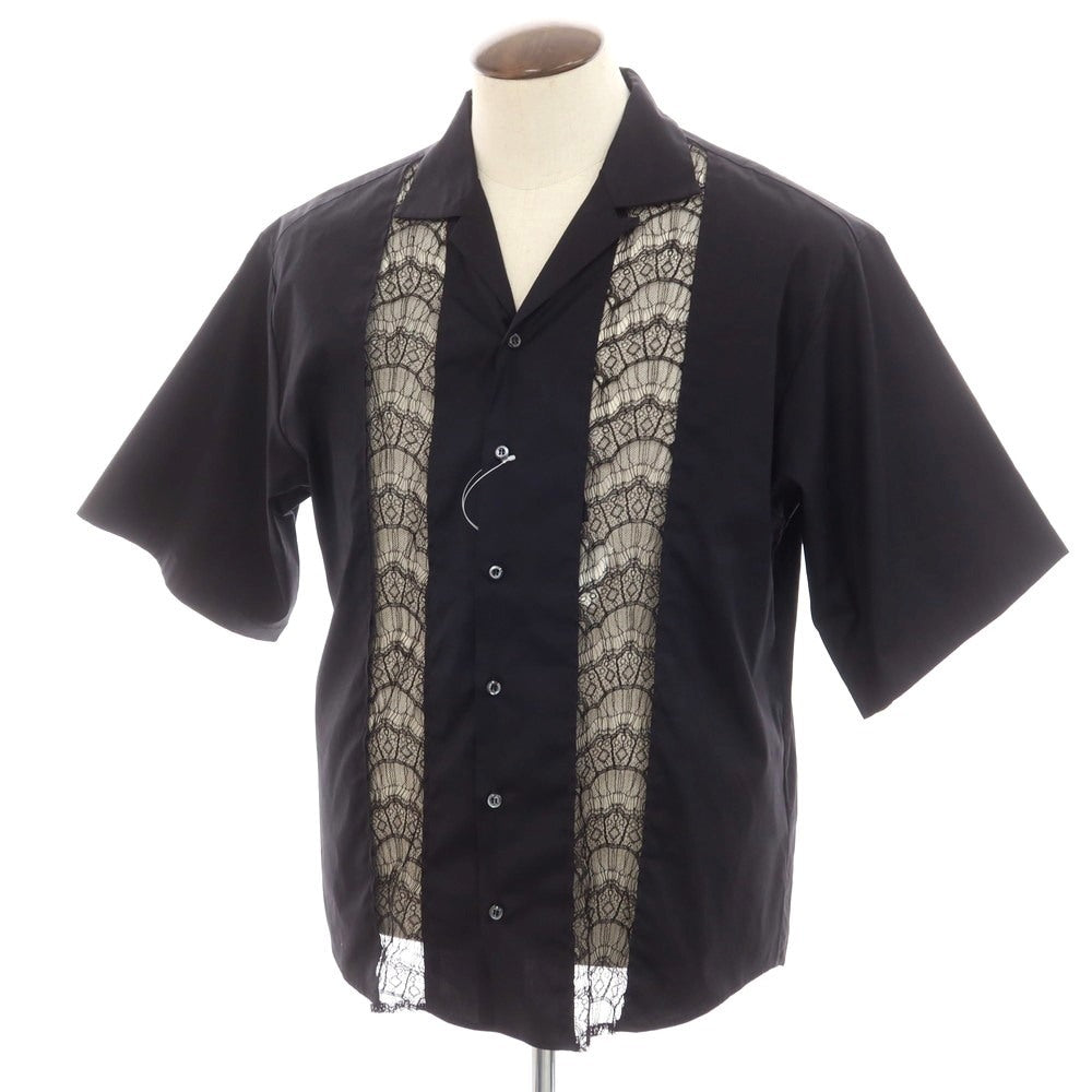 【新品】ディースクエアード DSQUARED2 ストレッチ コットン オープンカラー 半袖シャツ ブラック【 52 】【 状態ランクN 】【 メンズ 】