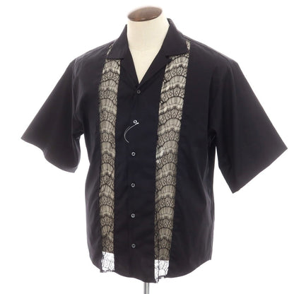 【新品】ディースクエアード DSQUARED2 ストレッチ コットン オープンカラー 半袖シャツ ブラック【 52 】【 状態ランクN 】【 メンズ 】