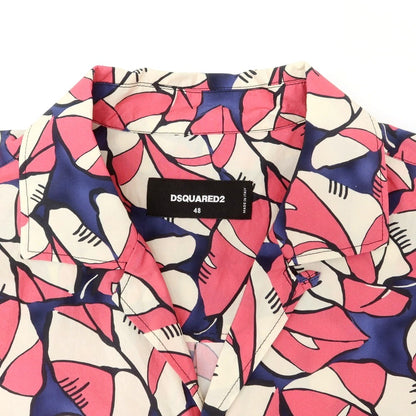 【新品】ディースクエアード DSQUARED2 コットン オープンカラー 半袖シャツ ピンクxネイビー【 48 】【 状態ランクN 】【 メンズ 】