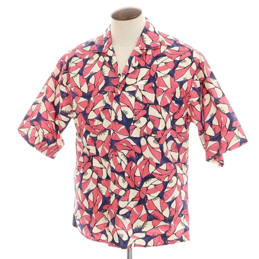 【新品】ディースクエアード DSQUARED2 コットン オープンカラー 半袖シャツ ピンクxネイビー【 50 】【 状態ランクN 】【 メンズ 】